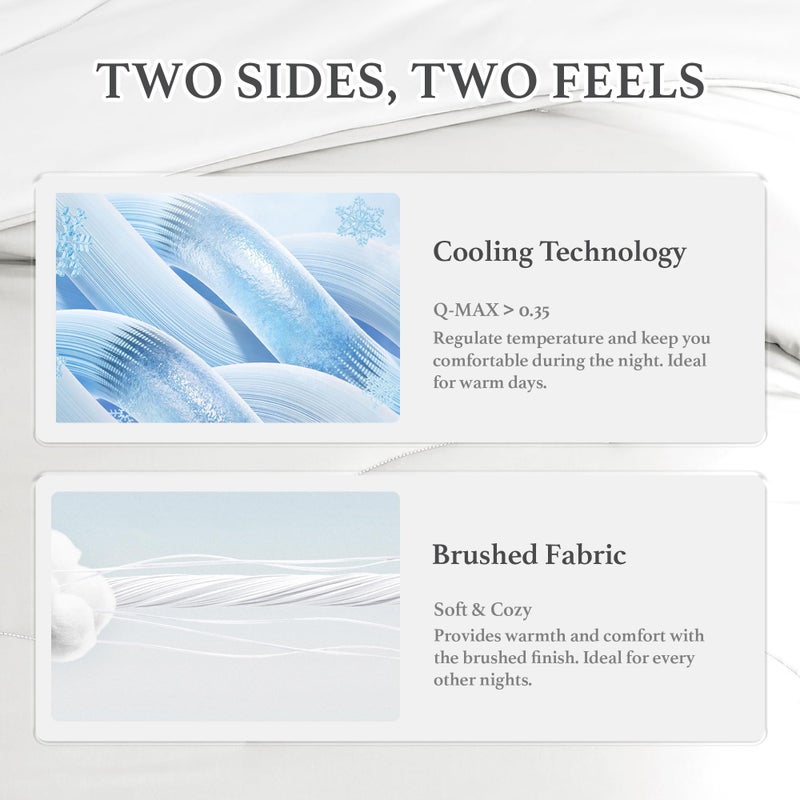HOMTEC White Queen Size All-Season Down Alternative Comforter Set- Reversible, Lightweight Breathable Cooling Blanket, Ultra Soft Cozy, Perfect for Summer & Year-Round Comfort - Image 3